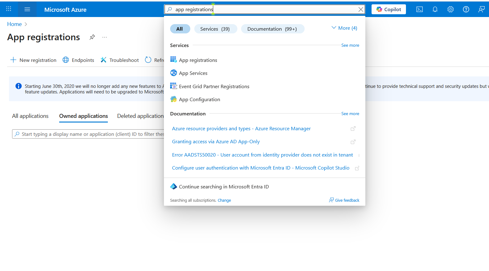 Azure App Registration Search