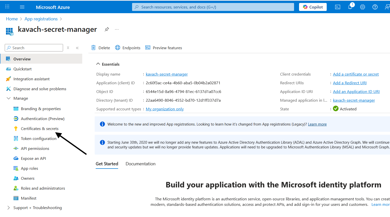 Azure Manage Options